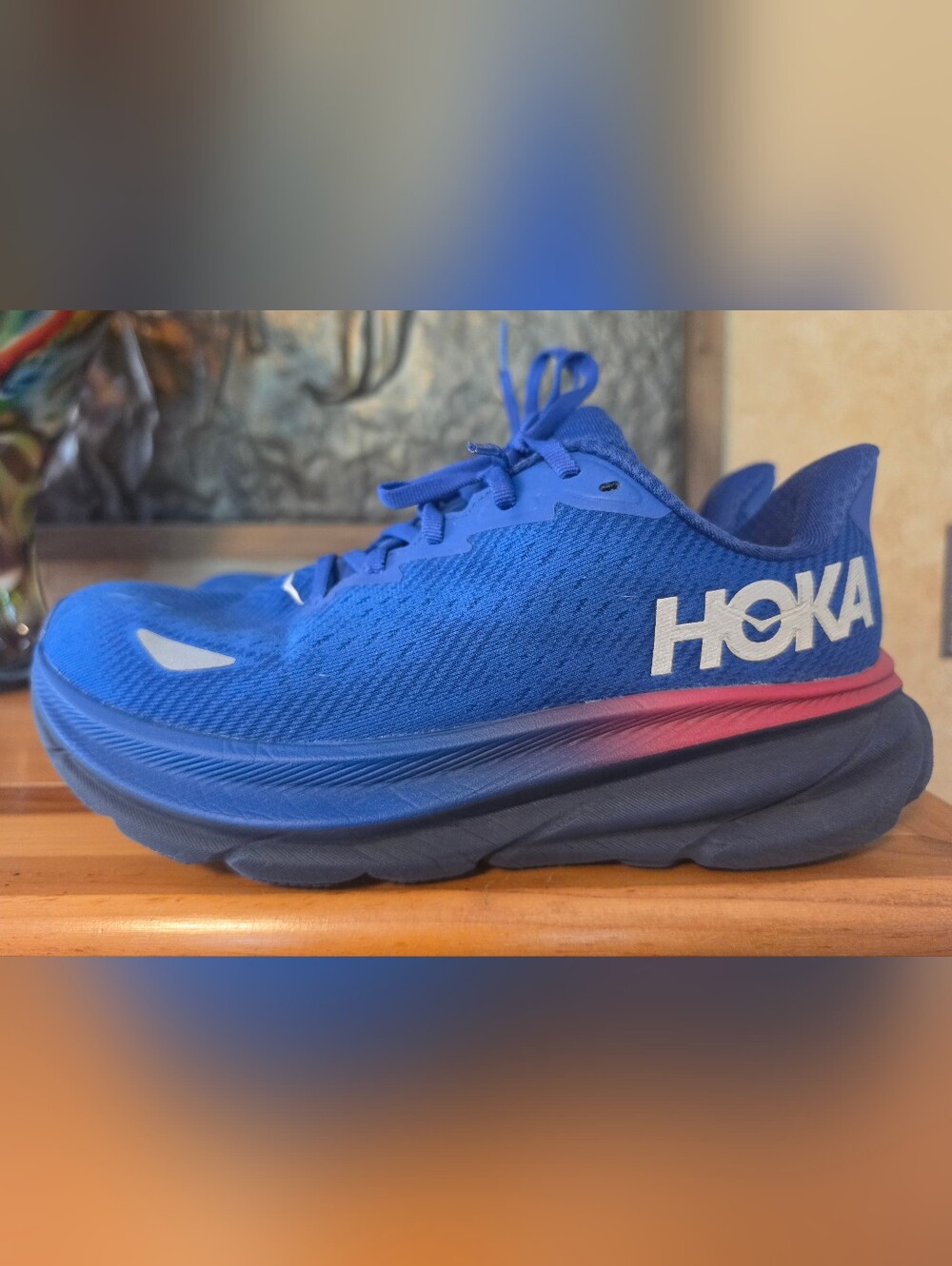 Hoka Women's Blue Sneakers with Pink Accent
